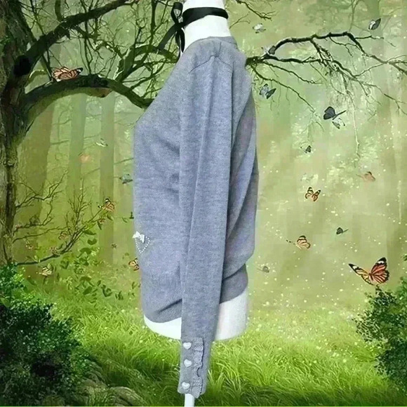 Coquette Grey Boho Sweatshirt - Picture 5 of 9